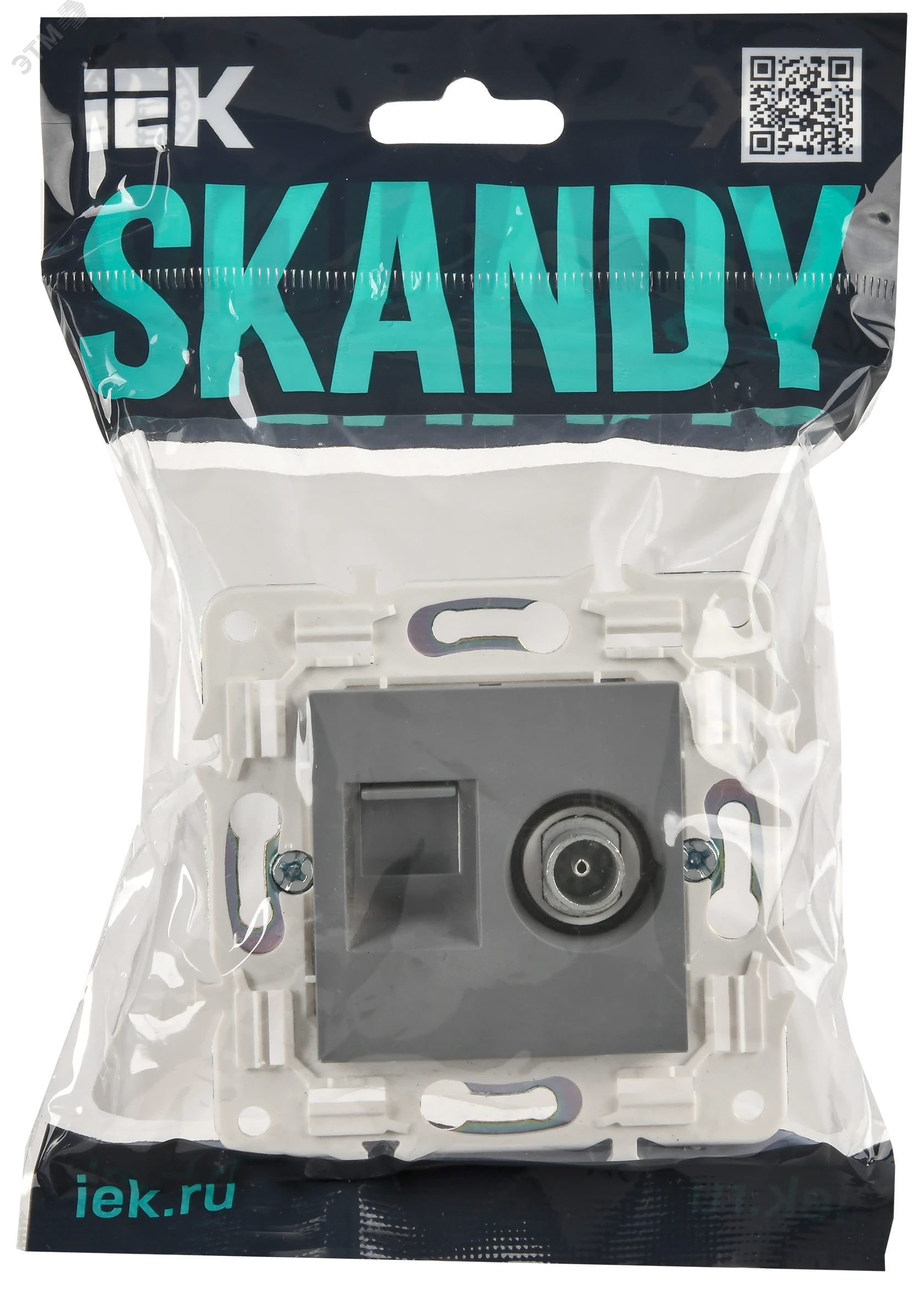 SKANDY Розетка двойная TV+RJ45 кат.5E SK-A14Gr серый IEK SK-AK20-1-K03
