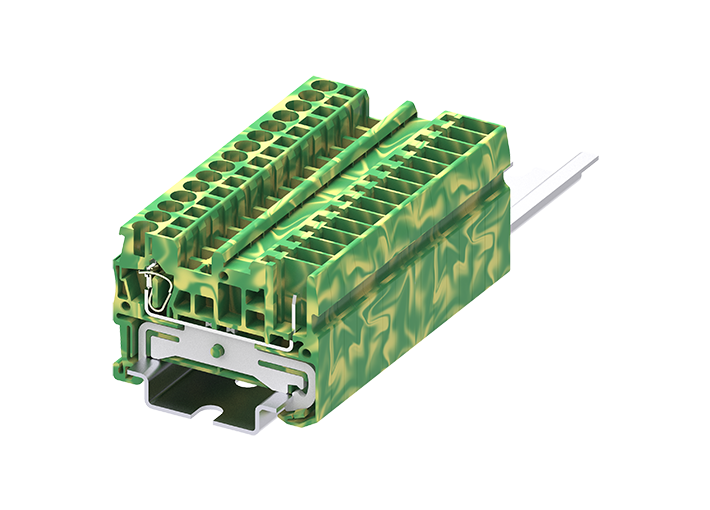 Заземляющая клемма TC2.5-2-1-PE - Заземляющая клемма, для подключения разъема, тип фиксации провода: пружинный, номинальное сечение: 2,5 мм кв., ширина: 5,2 мм, цвет: желто-зеленый, тип монтажа: DIN 35