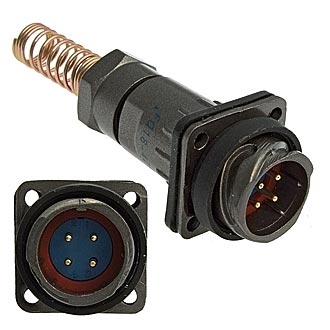 FQ18-4PIN ZPJ-8 - Блочная вилка, 4 контакта, с патрубком и пружинным хвостовиком под кабель 8мм