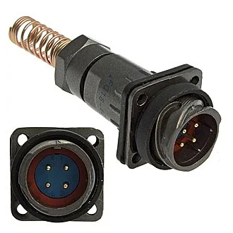 FQ18-4PIN ZPJ-8 - Блочная вилка, 4 контакта, с патрубком и пружинным хвостовиком под кабель 8мм