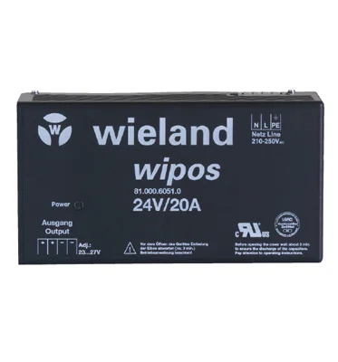Блок питания WIPOS 24VDC/20A 1PH H - Источник питания, однофазный, 24 V / 20 A, 480 W; диапазон входных напряжений: 195 – 265 VAC; габариты (мм): ширина x высота x глубина: 240 x 130 x 86; вес 1,9 кг; монтаж: на DIN рейку, температура окружающей среды 0°C