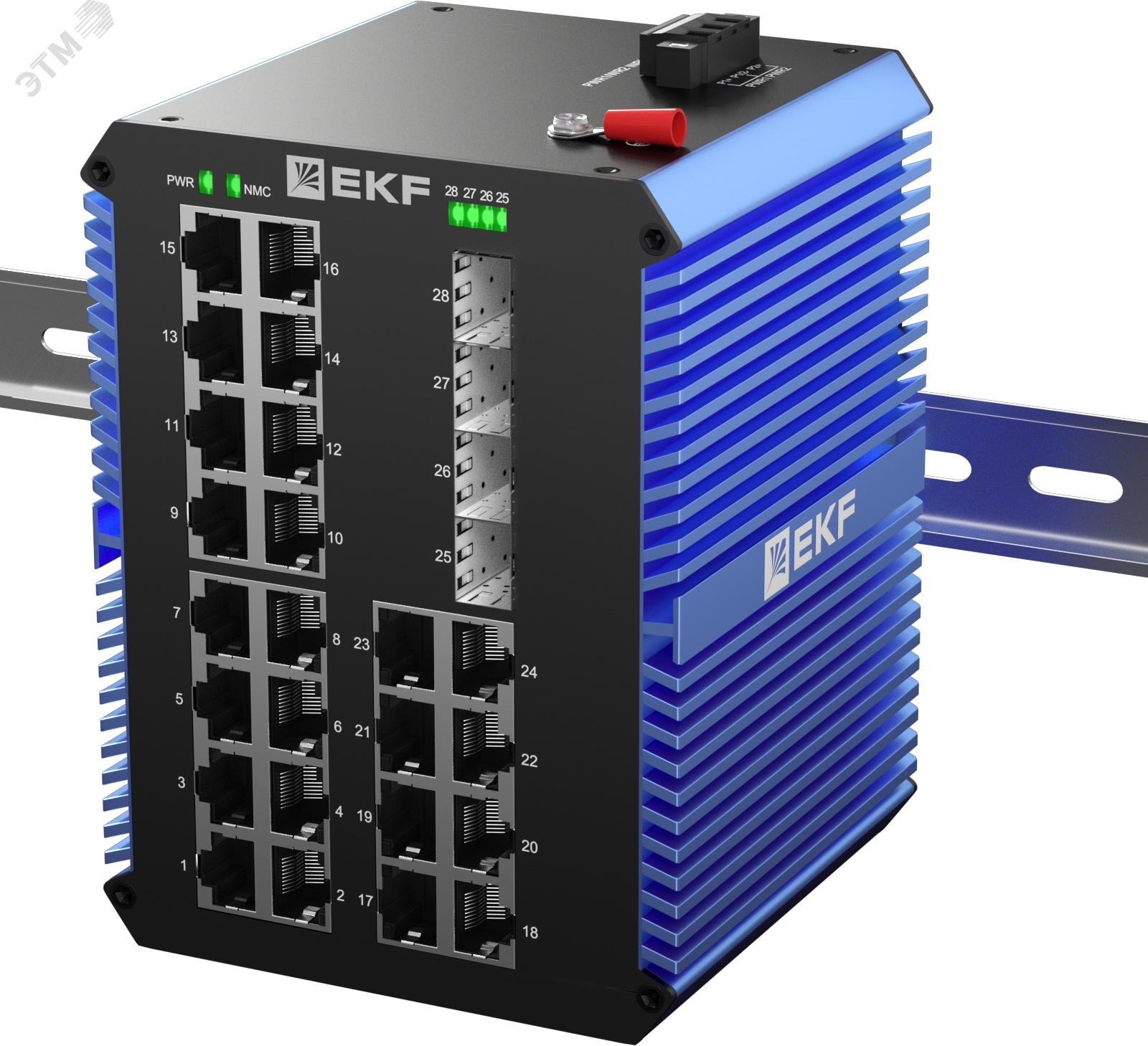 Промышленный неуправляемый коммутатор U-4GX/SFP-24GTP, 4 порта 1000Base-X SFP, 24 порта 10/100/1000Base-T(X) RJ45 c PoE, монтаж на динрейку TSX EKF