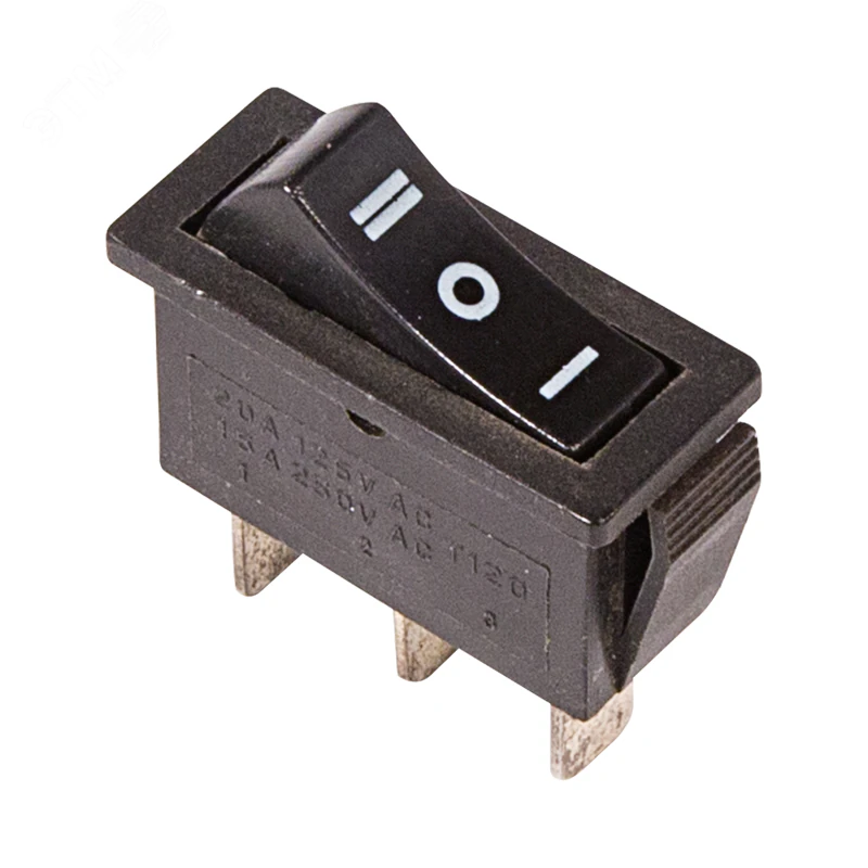 RWB-411 черный - Выключатель клавишный с нейтралью ON-OFF-ON (3c) 15А 250В