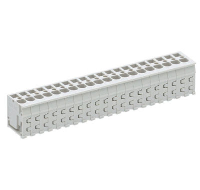 Клемма Wiecon 8158 / 20 TOP V OB - Клемма на печатную плату, подвод кабеля сверху, 20 полюсов, шаг: 5,00 мм, пружинная фиксация провода, без маркировки, 300V, 16А, цвет: серый, серия 8158 TOP V/H