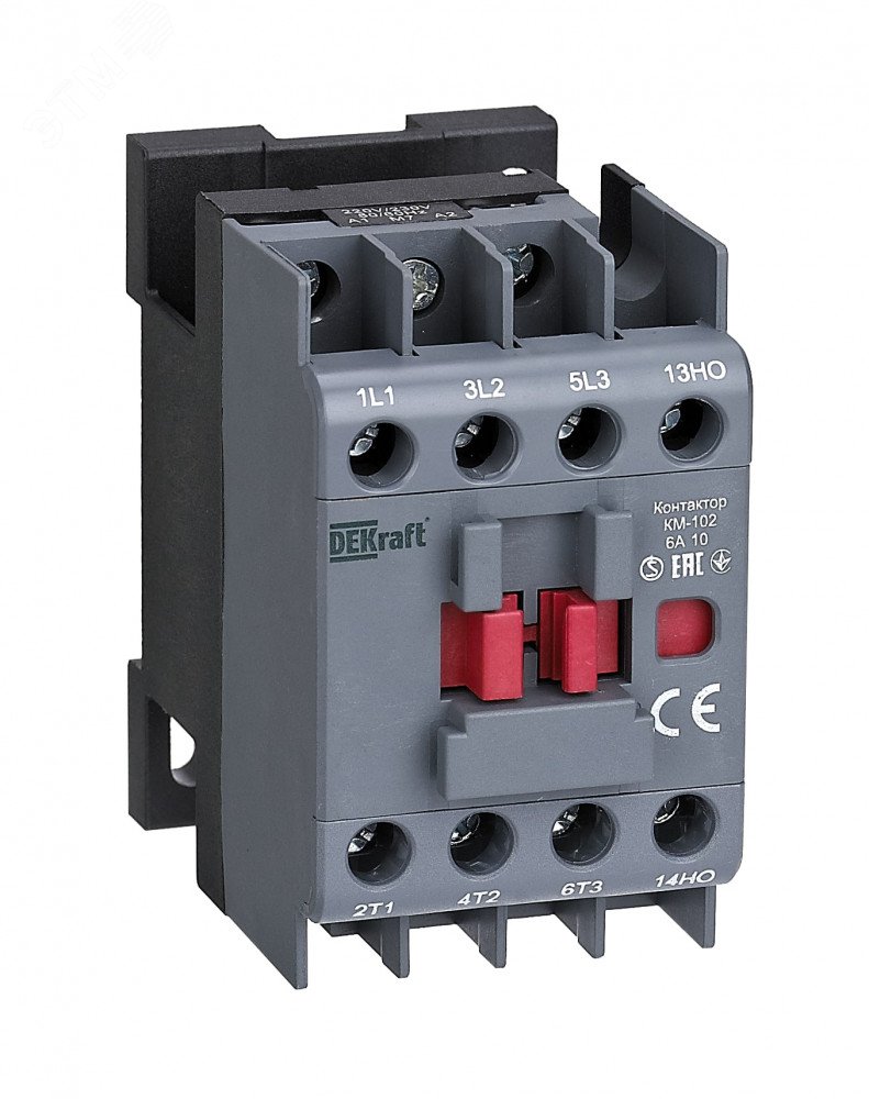 Контактор КМ-102 6А кат. 220В/230В AC 1НО AC-3 AC-4 22061DEK