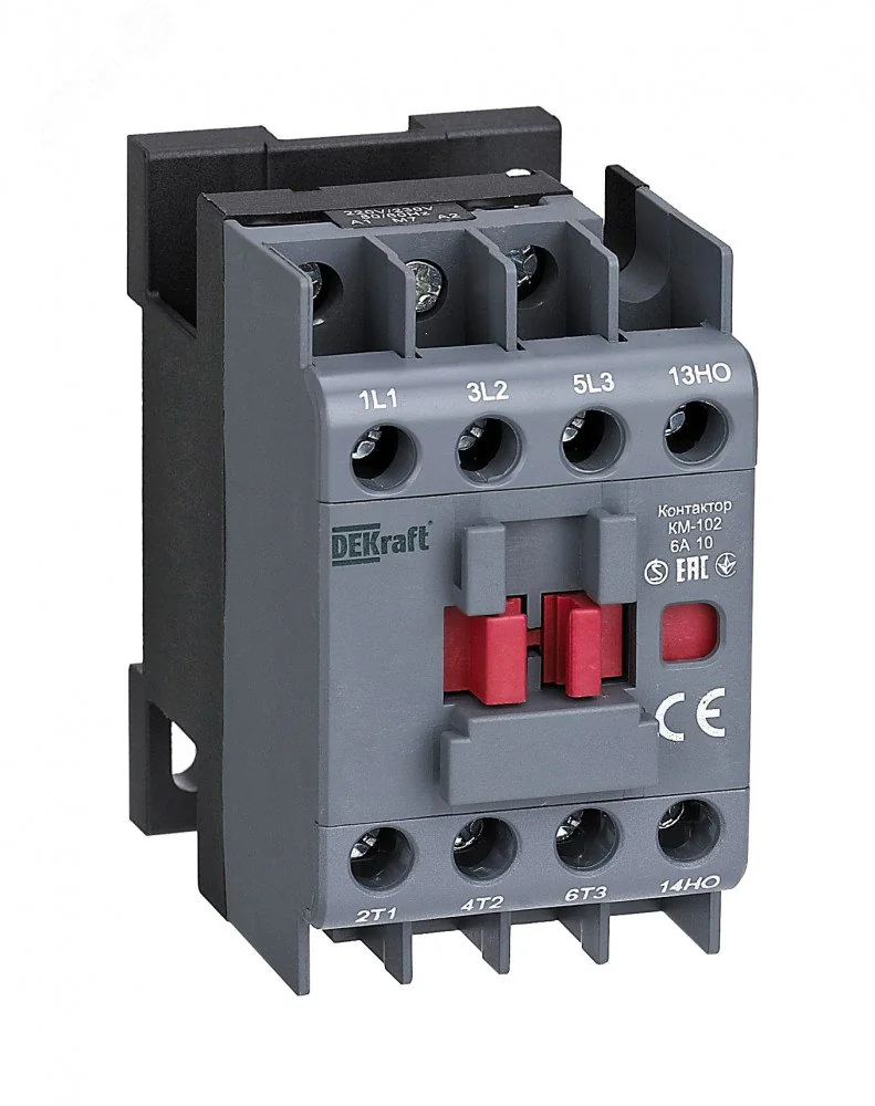 Контактор КМ-102 6А кат. 220В/230В AC 1НО AC-3 AC-4 22061DEK