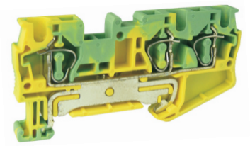 Заземляющая клемма UJ5-4/1X2JD - Заземляющая клемма, 3 точки подключения в клемме, тип фиксации провода: пружинный, номинальное сечение: 4 мм кв., ширина: 6,2 мм, цвет: желто-зеленый, тип монтажа:
