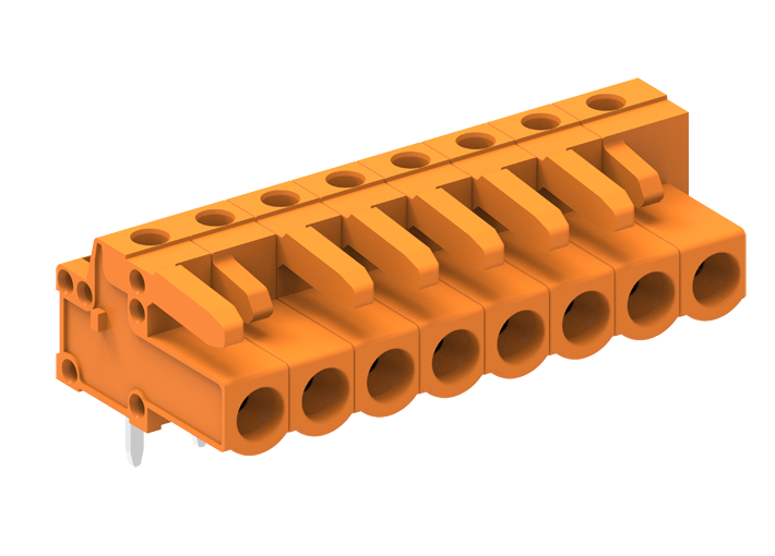 Розеточный разъем на плату 458373 - Розеточный разъем, горизонтальный, на плату, шаг: 5.08 мм, 23 полюса, фиксация на плате пайкой, исполнение: длина выводов 5,0 мм, 320V, 12A, цвет: оранжевый