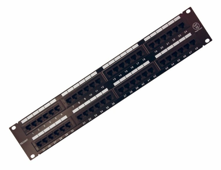 Панель коммутационная 19", 2U, 48 портов, UTP, RJ-45, CAT 5e 04-0022