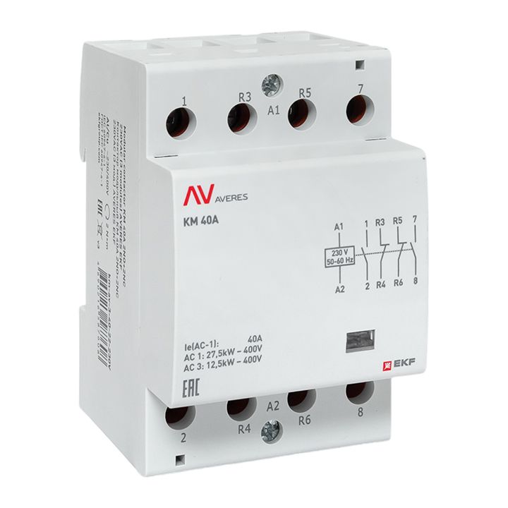 Контактор модульный КМ 40А 2NO+2NC 230VAC (3 мод.) AVERES EKF