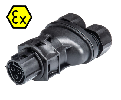 Сплиттер RST20I3SXB2 ZRX    SW - Сплиттер, взрывозащищенный розеточный разъем на кабель диам. 6-10 мм, IP68(69k), 3 полюса, винтовая фиксация провода, номинальные характеристики: 250/400V, 20A, цвет: черный, серия RST Ex