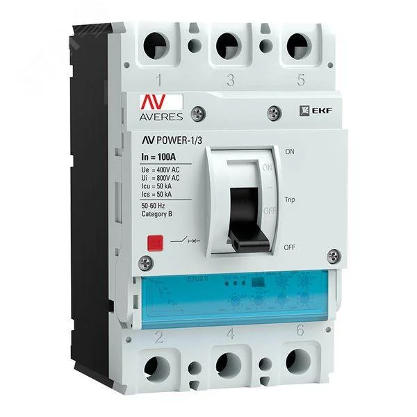 Выключатель автоматический 3п 100А 50кА AV POWER-1/3 ETU2.0 AVERES mccb-13-100-2.0-av