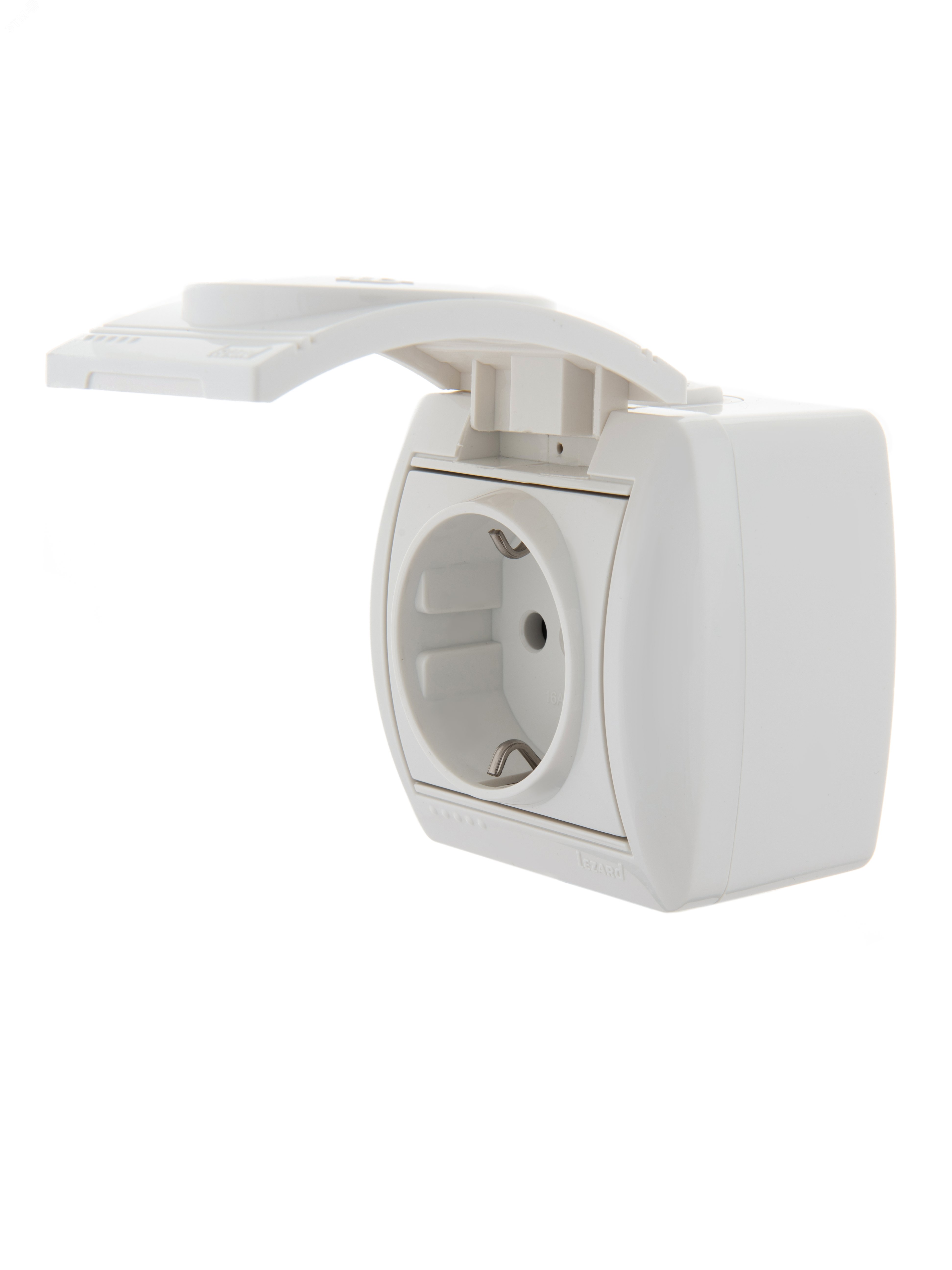 Розетка 1-м ОП Nata 16А IP20 с заземл. с защ. крышкой керамика бел. 710-0200-123