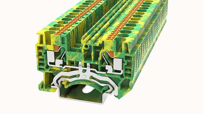 Заземляющая клемма DS4-PE-01P-1C - Заземляющая клемма, тип фиксации провода: Push-in, номинальное сечение: 4 мм кв., ширина: 6,2 мм, цвет: желто-зеленый, тип монтажа: DIN35