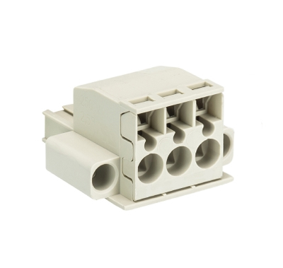 Розетка Wiecon 8113 BFK / 3 TOP K F OB - Розеточный разъем, угловой, на кабель, с монтажными фланцами, шаг 5 мм, 3 полюса, номинальное сечение: 2,5 мм кв., пружинная фиксация провода, 400V, 12А, без маркировки, цвет: серый, серия 8113 BFK F