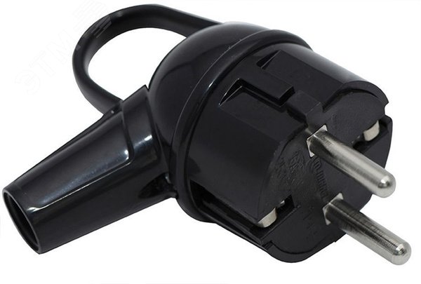 Вилка электрическая с заземл. 16А 220В черн. с кольцом 10038