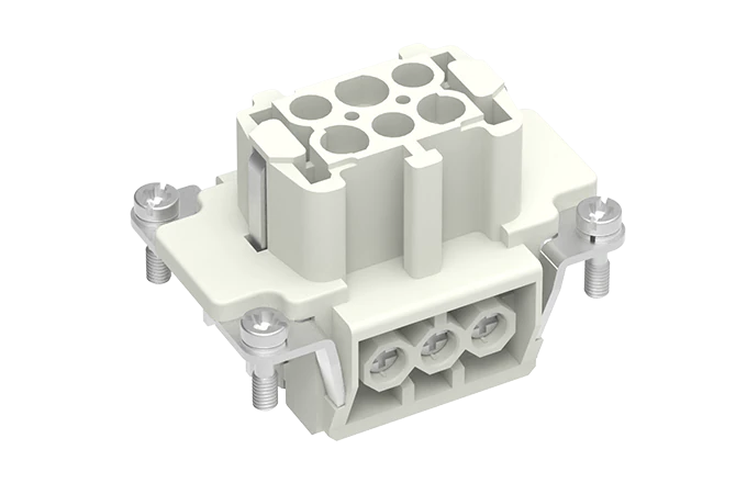 Розеточная контактная вставка SE-006-F - Розеточная контактная вставка, винтовая фиксация, 6 полюсов + PE, типоразмер 6B, 500V, 16A, сечение обслуживаемых проводников 0,14-2,5 мм кв,, тип покрытия контактов: серебро