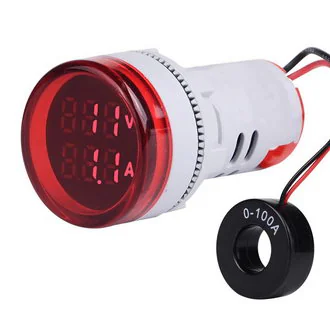 DMS-235 - Цифровой LED вольт-амперметр AC 50-500В/0-100А, AD16-22VAM, красный, установка на панель в отв d=22мм