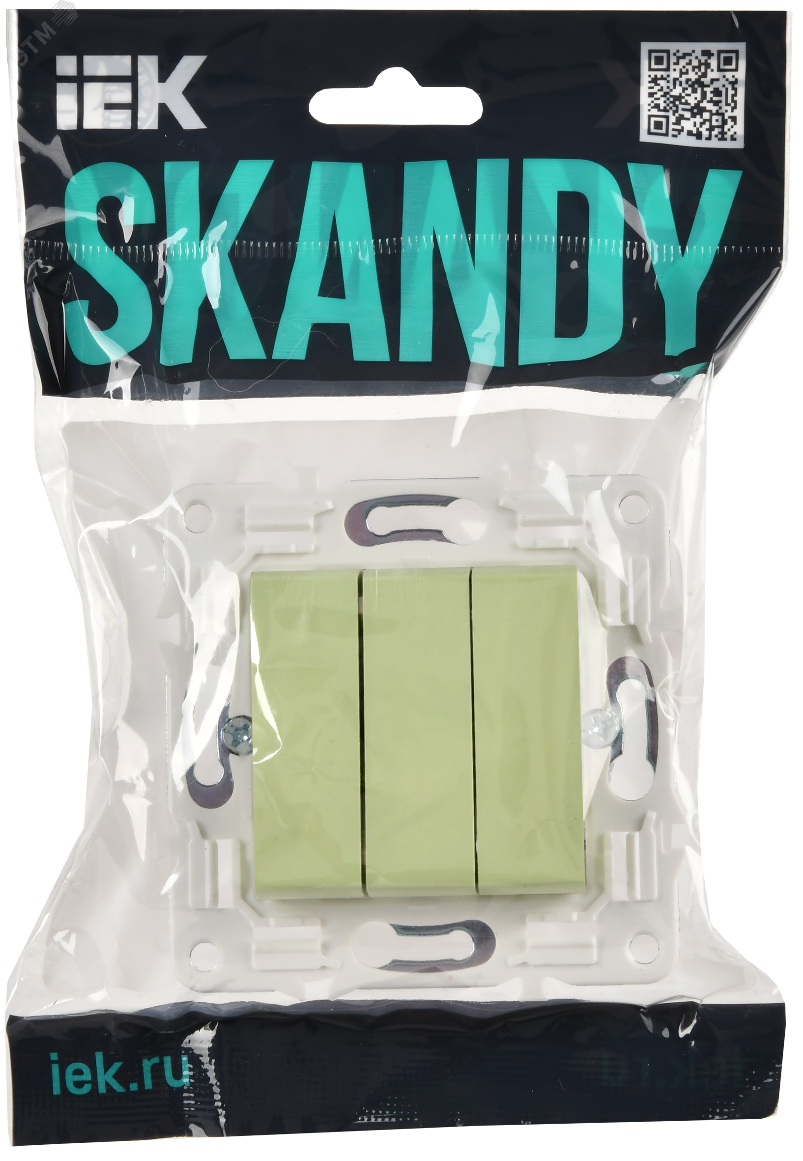 SKANDY Выключатель 3-клавишный 10А SK-V11G мятный IEK SK-V30-0-10-K06
