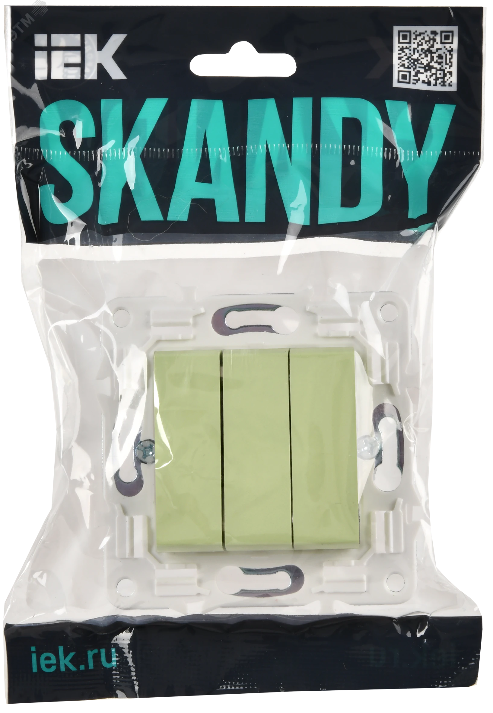 SKANDY Выключатель 3-клавишный 10А SK-V11G мятный IEK SK-V30-0-10-K06