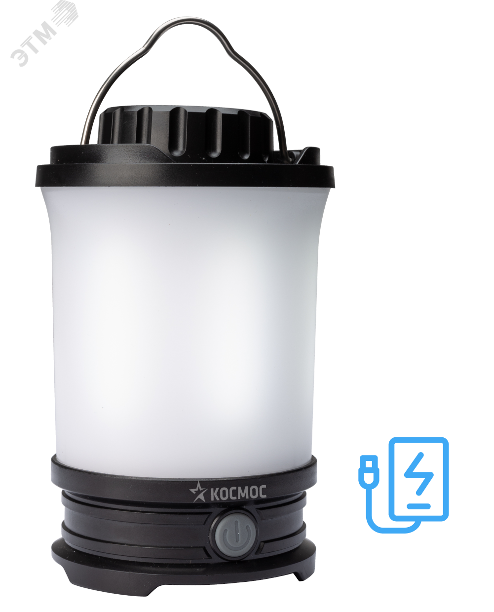 Фонарь аккумуляторный кемпинговый LED 10Вт съемн. аккум. Li-ion18650 2х2.2А.ч Power-bank USB-шнур KOS604Lit