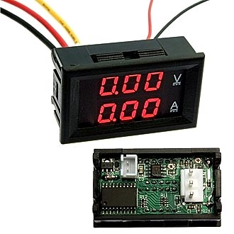 0-100V 0-10A RED - Ампер-вольтметр DC 0-10А/0-100В LED красный 2-х строчный