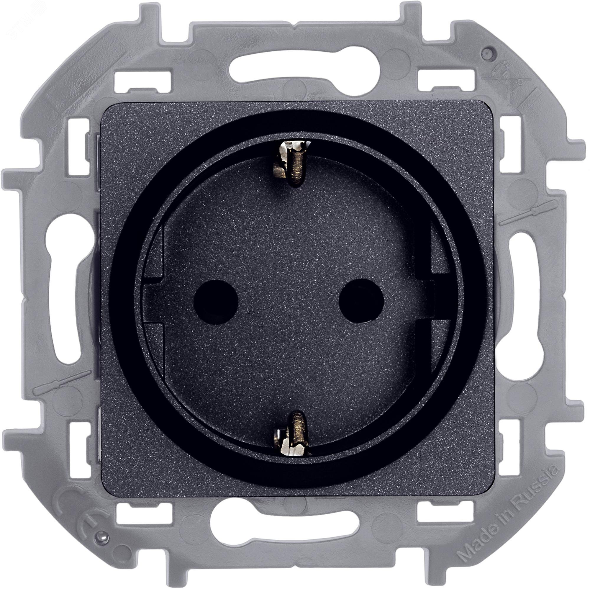 Розетка 1-м СП Inspiria 16А IP20 250В 2P+E защ. шторки немецк. стандарт механизм антрацит Leg 673733