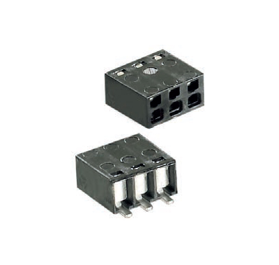 Клемма 7060 /3 SMD 25.400.3310.1 - Клемма на печатную плату, SMD, подвод кабеля сбоку, без маркировки, 4 полюса, шаг: 2,50 мм, Push-in фиксация провода, 320V, 9A, цвет: черный, серия 7060 SMD