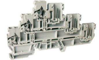Этажная клемма UJ5-2.5WV/3X3 - Трех этажная клемма, тип фиксации провода: пружинный, номинальное сечение: 2,5 мм кв., 24A, 500V, ширина: 5 мм, цвет: серый, тип монтажа: DIN 35