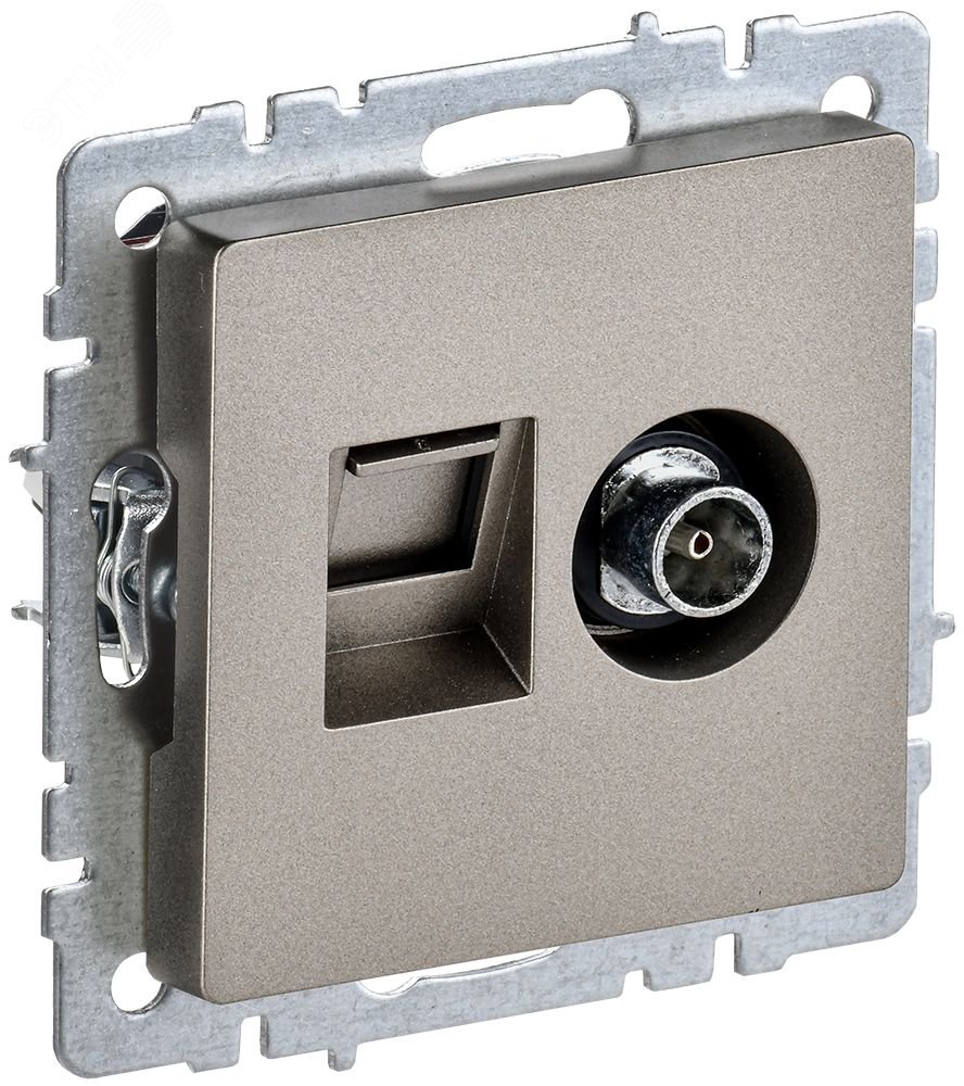 Розетка компьютерная + телевизионная 2-м Brite РТВ/РК12-БрШ RJ45 кат.5E + TV шампань BR-AK20-1-K37