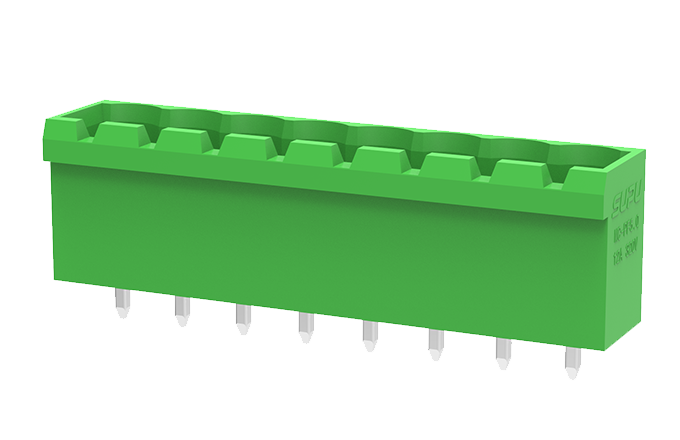 Вилочный разъем на плату MC-PA5.0H04C-0002 - Вилочный разъем, горизонтальный, на плату, шаг: 5.0 мм, 4 полюса, фиксация на плате пайкой, исполнение: стандартное, 320V, 18A, цвет: зеленый