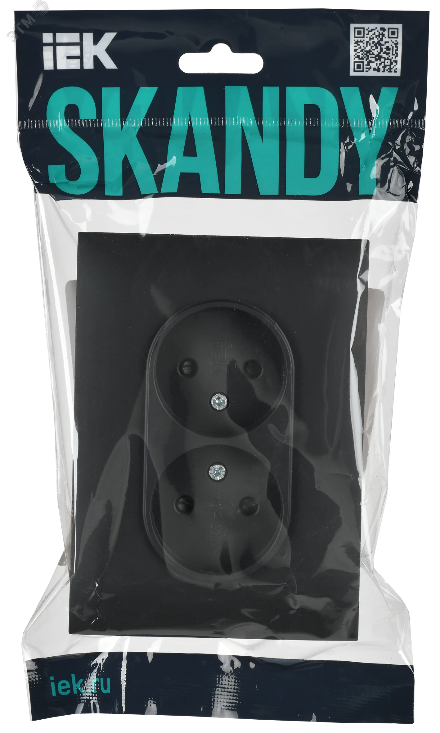 SKANDY Розетка 2-местная без заземления с защитными шторками 10А в сборе SK-R09G графит IEK SK-R23-10-K53-F