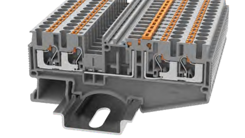 Клемма с размыкателем DS2.5-QU-MT-01P-11 - Клемма  с размыкателем, 4 точки подключения, тип фиксации провода: Push-in, номинальное сечение: 2.5 мм кв.,  20A, 400V, ширина: 5,2 мм, цвет: серый, втычная перемычка, тип монтажа:  DIN35