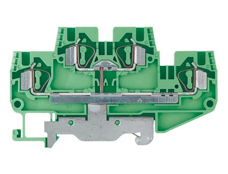 Клемма сдв. заземл. WKF 4 E/SL/35 - Этажная заземляющая клемма, тип фиксации провода: пружинный, номинальное сечение: 4 мм кв., 32A, 800V, ширина: 6 мм, цвет: желто-зеленый, тип монтажа: DIN 35