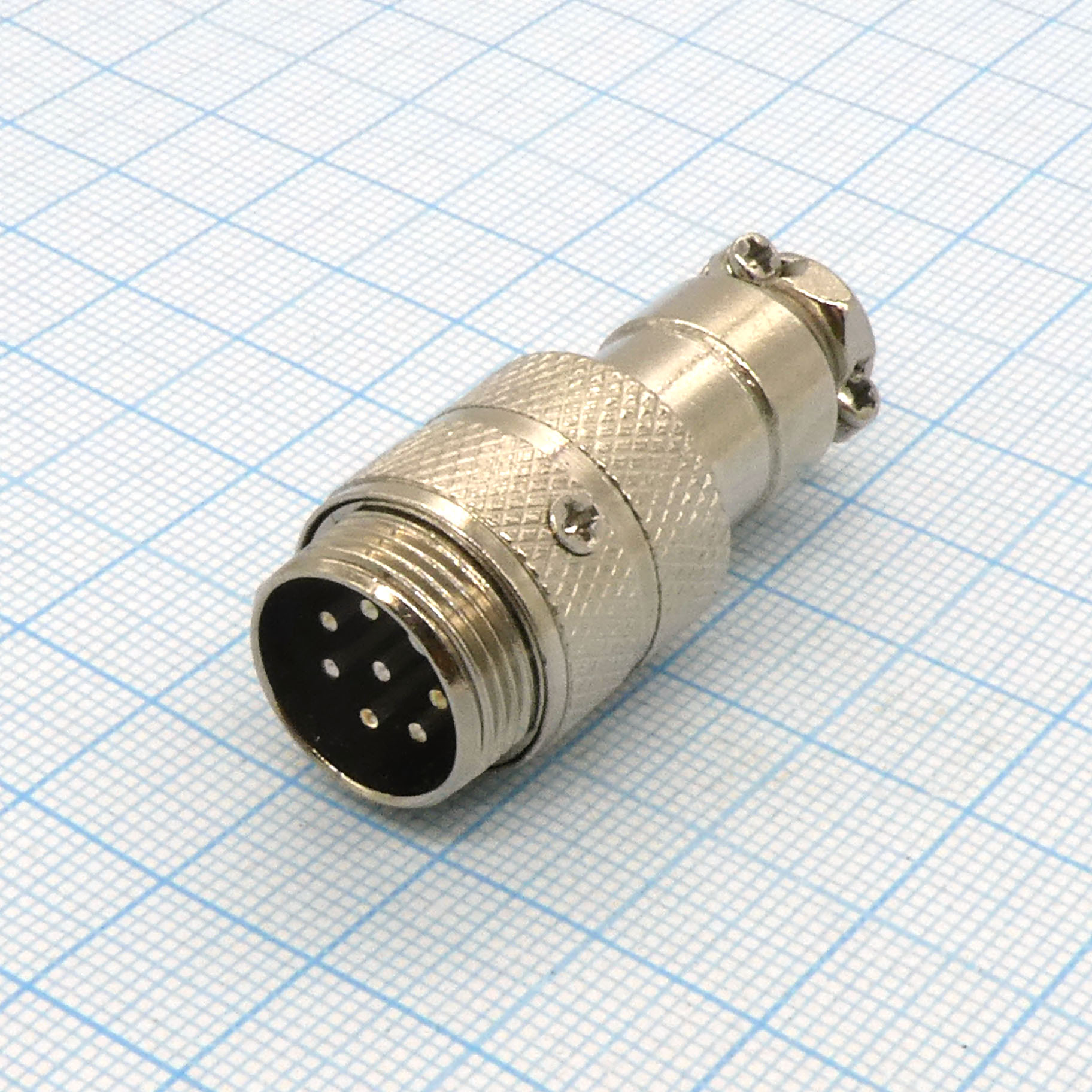 Разъем PH-7MC вилка на кабель - разъем металлический, семь контактов, 125V 3A, IP55(пыле- и брызгозащищенный)