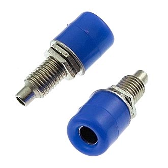 Z011 4MM PANEL JACK BLUE - Гнездо Z011 4 мм на панель jack синий, на панель под пайку