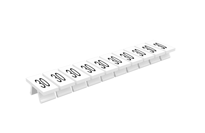 Маркировка 305801/30 - Маркировочные шильдики для клемм TU/TP/TC, сечением 2,5 мм кв., 10 шильдиков, нанесенные символы: 30, с горизонтальным, расположением, цвет белый