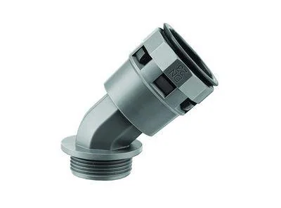 Муфта 45 грд. труба-коробка DN 17 мм, М20х1,5, полиамид, цвет черный PAL17M20N