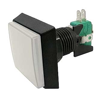 GMSI-2B-S NO(NC)+NC(NO) WHITE 50MM - Кнопка квадратная с LED подсветкой, цвет белый, размер 50х50мм, посадочное отверстие 23.5мм, 5А/250В
