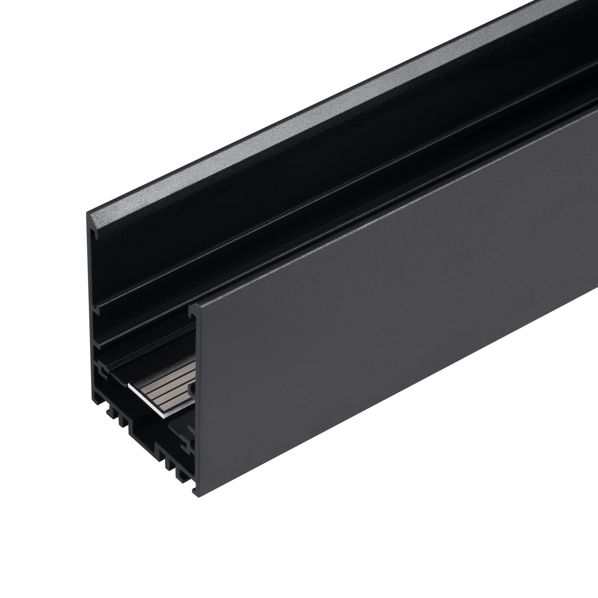 Трек MAG-TRACK-4563-2000 (BK, 5LN) 046602 - Подвесной, накладной, встраиваемый в нишу магнитный трек. Длина 2000мм. DC24V. Материал алюминий, цвет черный. Две заглушки в комплекте. Размер ДxШxВ: 2000x45x63мм. Размер (с учетом заглушек) ДxШxВ: 2006x45x63мм