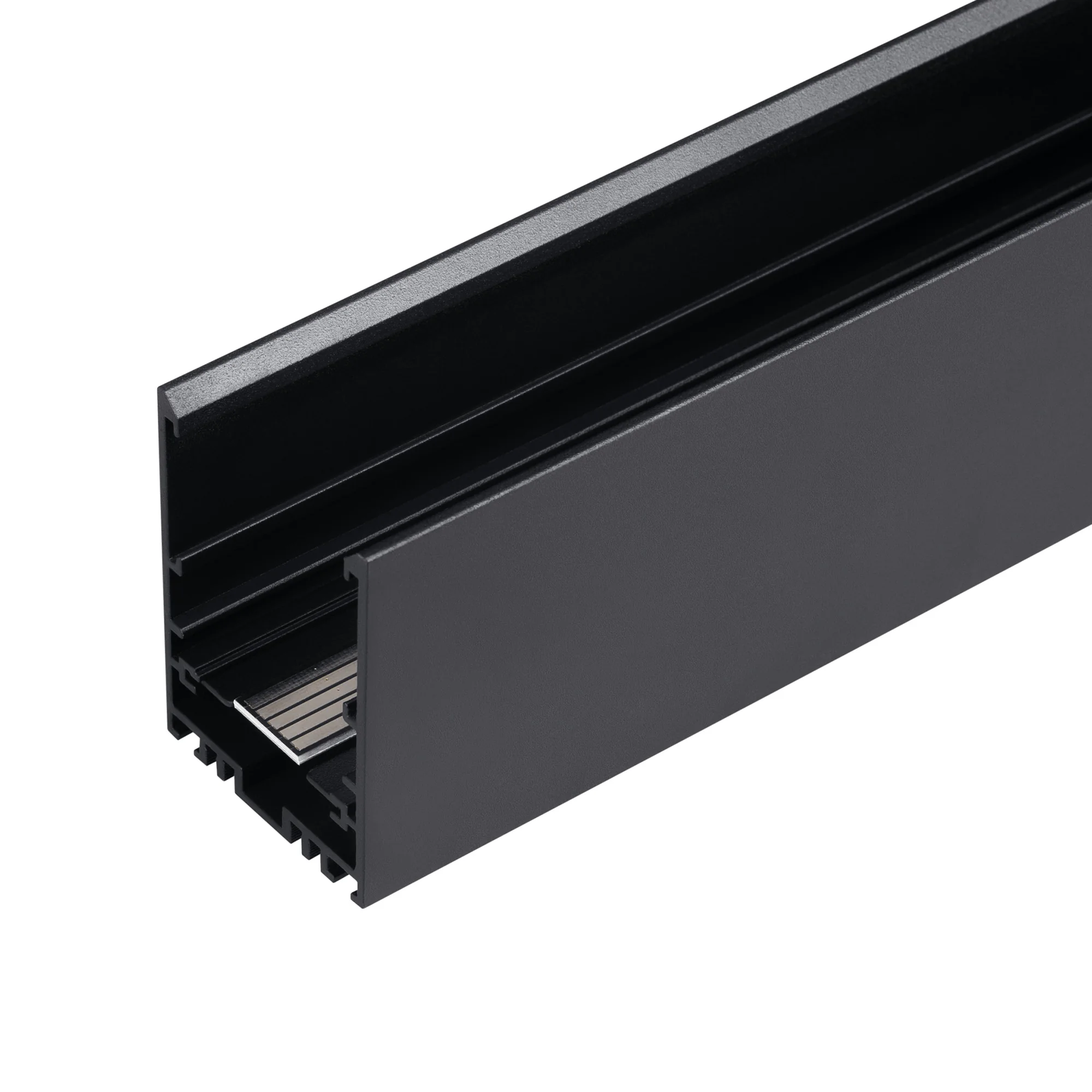 Трек MAG-TRACK-4563-1000 (BK, 5LN) 046832 - Подвесной, накладной, встраиваемый магнитный трек, длина 1000мм. DC24V. Материал алюминий, цвет черный. Две заглушки в комплекте. 5 токопроводящих дорожек (возможность управления DALI). Размер ДxШxВ: 1000x45x63м