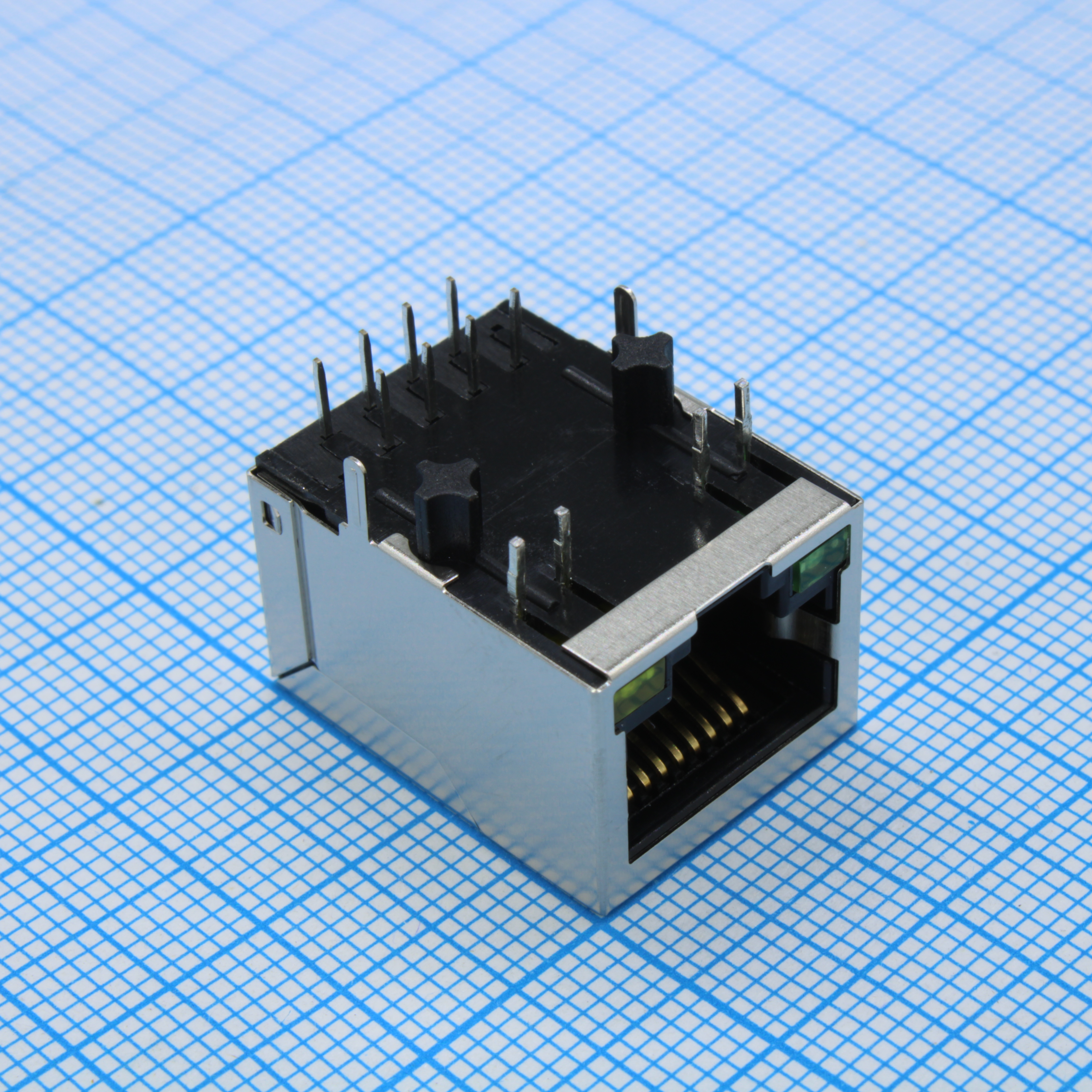 LPJ0011FBNL - Разъем RJ-45 (розетка) угловой c индикацией на плату