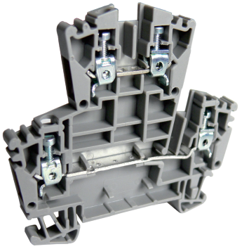 Этажная клемма UKJ-W2.5/2-2 - Этажная клемма, тип фиксации провода: винтовой, номинальное сечение: 2,5 мм кв., 24A, 400V, ширина: 5,2 мм, цвет: серый, тип монтажа: DIN 35