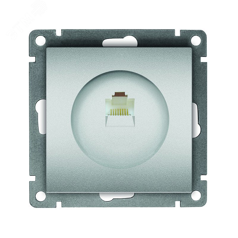 Розетка компьютерная одноместная UNIVersal серия Афина, с/у, 1А, RJ45, серебро (еврослот), механизм A0051-S