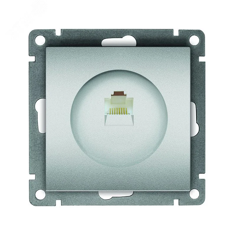 Розетка компьютерная одноместная UNIVersal серия Афина, с/у, 1А, RJ45, серебро (еврослот), механизм A0051-S