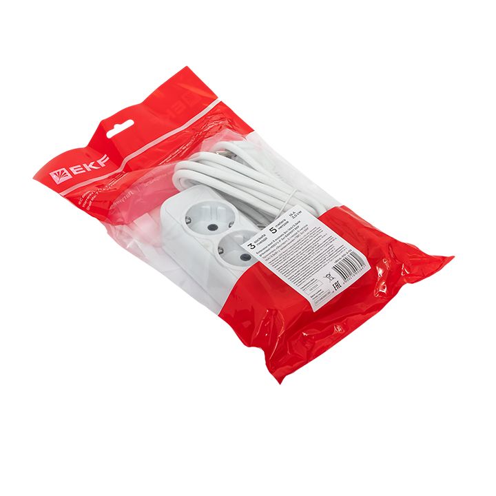 Удлинитель "Эксперт" 3 гнезда 5 метров 13А/3,0кВт с заземлением ПВС 3х1 PROxima UBA16-310-3-05