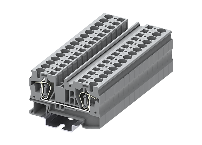 Проходная клемма TC6-2-GY - Проходная клемма, тип фиксации провода: пружинный, номинальное сечение: 6 мм кв., 41A, 1000V, ширина: 8,2 мм, цвет: серый, тип монтажа: DIN 35
