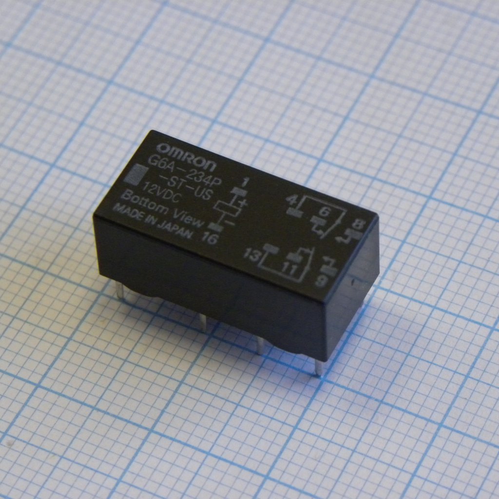 G6A-234P-ST-US-12VDC - Сигнальное реле 2А две контактных группы на переключение катушка 12В  (20.2х10.1х8.4)мм монтаж в отверстие