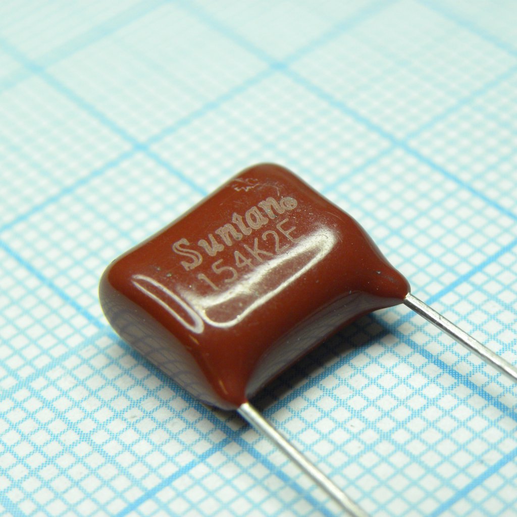 TS02002E154KSB0D0R - Конденсатор металлоплёночный полиэтилентерефталатный 0.15мкФ 250В ±10% (13х7х10мм) шаг выводов 10мм 85°С россыпь