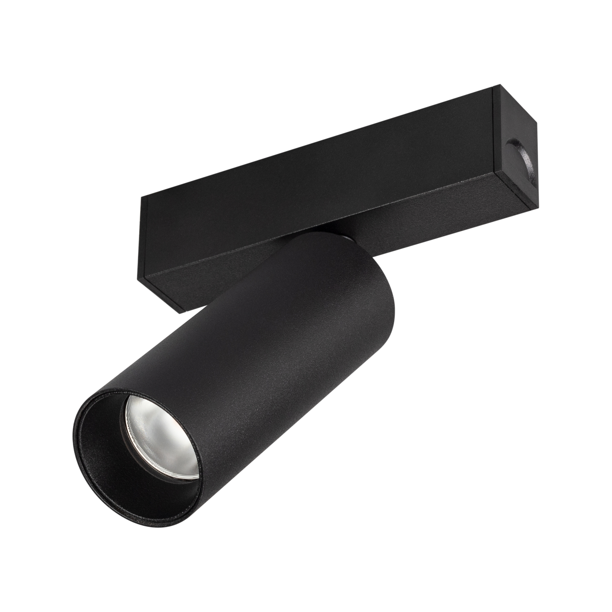 Светильник MAG-SPOT-25-R90-9W Warm3000 (BK, 30 deg, 24V, DALI) 046310 - Светильник поворотный для магнитных треков шириной 25 мм с управлением DALI, мощность 9 Вт. Цвет свечения ТЕПЛЫЙ 3000K, световой поток 630 лм, угол 30°, CRI>90. Корпус прямоугольный, 